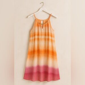 Luxology Peach Sunset Ombré Dress w/ Gold Bar Neckline – Size 8
